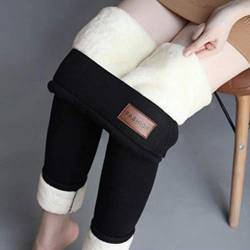 UKKD Leggings Warme Frauen Hosen Winter Skinny Dicker Samt Wolle Fleece Leggins Hose Lammfell Kaschmir Pants Weibliche Leggings M Schwarz von UKKD