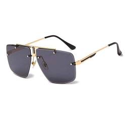 UKKD Modische randlose quadratische Sonnenbrille Vintage Herren Sonnenbrillen Männliche Sonnenbrille UV400 Farbtöne Gr. A, C von UKKD