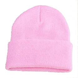 UKKD Strickmütze Winter-Hüte Für Frau Beanies Gestrickten Fest Netten Hut-Mädchen-Herbst-Female Beaniekappen Warmer Bonnet Damen Freizeit-Cap,Rosa von UKKD