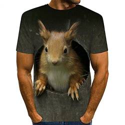 UKKO Poloshirt Herren Herren-Eichhörnchen T-Shirt 3D-Druck-Hemd Tier Grafik T-Shirts Schöne Musteroberteile Männer/Frauen Niedlichen Welpen-Gesicht T-Shirt T-Shirt-Style 7,Asian Size 5XL von UKKO