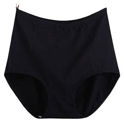 UKKO Unterhosen Damen XL ~ 6XL Plus Größe Höschen Atmungsaktive Sommer Hohe Taille Baumwolle Slip Slip Feste-Black,6XL von UKKO