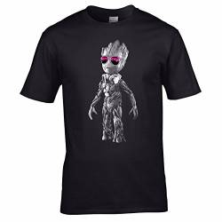 UKPrintwear DJ Baby Groot Stehkopfhörer + Sonnenbrille T-Shirt Gr. 3XL, Schwarz von UKPrintwear