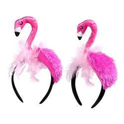 ULDIGI 2st Flamingo-stirnband Flamingo- -bopper Tropische Flauschiges Hautpflege-stirnband Karnevalskostüme Für Frauen Luau-party-stirnbänder Cosplay Haar Bankett Partybedarf Polyester von ULDIGI
