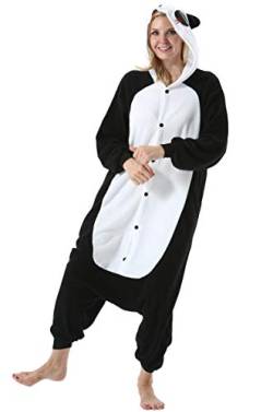 ULEEMARK Damen Herren Jumpsuit Onesie Tier Fasching Halloween Kostüm Lounge Sleepsuit Cosplay Overall Pyjama Schlafanzug Erwachsene Unisex Panda for M von ULEEMARK