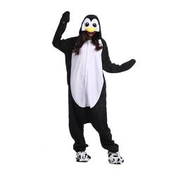 ULEEMARK Ganzkörper Karneval kostüm Fasching Cosplay Persönlichkeiten Tierkostüm Herren Damen Erwachsene Onesie(Schwarzer Pinguin,M) von ULEEMARK