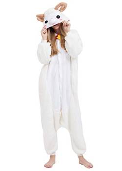 ULEEMARK Jumpsuit Onesie Tier Karton Fasching Halloween Kostüm Sleepsuit Cosplay Overall Pyjama Schlafanzug Erwachsene Unisex Lounge Kigurumi Schaf for M von ULEEMARK