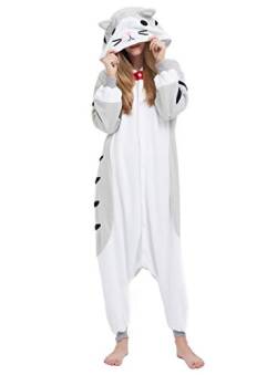 ULEEMARK Jumpsuit Onesie Tier Karton Fasching Halloween Kostüm Sleepsuit Cosplay Overall Pyjama Schlafanzug Erwachsene Unisex Lounge Kigurumi Tabby Katze for Höhe 140-187CM von ULEEMARK