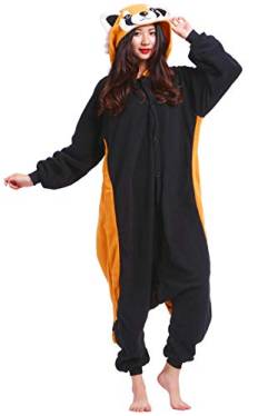 ULEEMARK Jumpsuit Onesie Tier Karton Kigurumi Fasching Halloween Kostüm Lounge Sleepsuit Cosplay Overall Pyjama Schlafanzug Erwachsene Unisex Rote Panda for Höhe 140-187CM von ULEEMARK