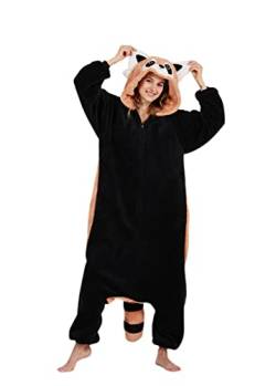 ULEEMARK Onesie Tier Damen Sleepwear Erwachsene Hoodie Tier Pyjamas Kleiner Waschbär-L(168-177CM) von ULEEMARK