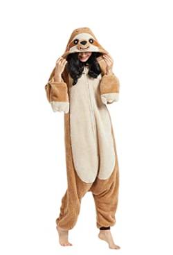 ULEEMARK Onesie Tier Damen Sleepwear Erwachsene Hoodie Tier Pyjamas Sloth-L(168-177CM) von ULEEMARK