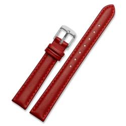 ULLiaN Leder Uhrenband 14-20mm dicke Leder-Uhr-Gurte, Rot-Silber, 14mm von ULLiaN