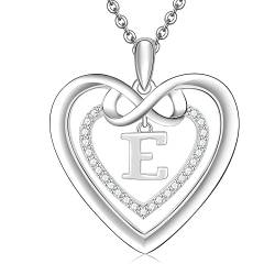 Kette Damen Silber 925 Halskette Initialen Herz und Unendlichkeit Buchstabe E Anhänger Geschenk Frauen von ULOMEOO
