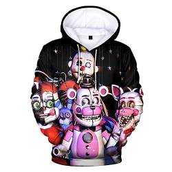 ULOYER FNAF Hoodie Five Nights Game Kostüm Hoodies 3D gedruckter Pullover Sweartshirt Lose Mode Langarm Kapuzenoberteil für Erwachsene Jungen Mädchen (Typ1, L), Typ1, 4-18 von ULOYER