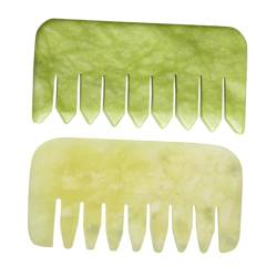 2St Massagekamm gua sha kamm Gelber Jadekamm Naturstein Haarkamm Naturstein Haarpflegekamm jade haarkamm Guasha-Stein-Haarkamm Kopfhaut Werkzeug jade kamm Fräulein natürliche Jade von ULTECHNOVO