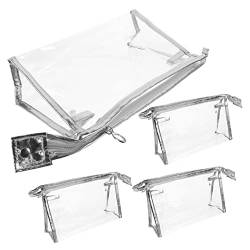 ULTECHNOVO 4 Stück Transparentes Toolkit Aufbewahrungstasche Für Toilettenartikel Kartentasche Tragbare Münztaschen Snacks Tasche Schlüsseltasche Handgepäck Mäppchen Perspektive Damen PVC von ULTECHNOVO