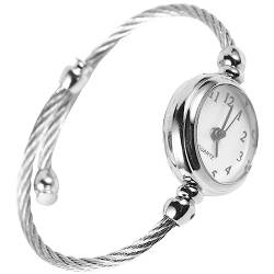 ULTECHNOVO Diamantuhr Armbanduhr Uhren für Damen Damen- Analog Rundes Legierungsarmband Offene Einfache Vintage- Modische Alltagsen für Mädchen Und Damen Silberweißes Damenuhren von ULTECHNOVO