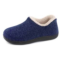 ULTRAIDEAS Hausschuhe Damen Plüsch Slippers Winter Wärme Pantoffeln Bequeme Memory Foam Filzpantoffel Gemischte Baumwolle Non-Slip Gummisohle im Innen- und Außenbereich,Blau,37 EU von ULTRAIDEAS