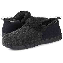 ULTRAIDEAS Hausschuhe Herren Winter Memory Schaum Pantoffeln mit warmem Plüsch Kunstpelz Futter, Wolleähnliche Mischung Micro Wildleder Hausschuhe mit Indoor Outdoor Gummisohle,Dunkel Grau,43EU von ULTRAIDEAS