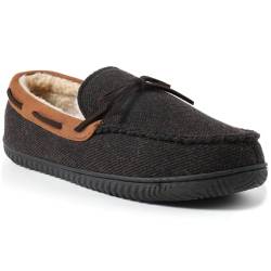 ULTRAIDEAS Hausschuhe Herren Winter Mokassin Plüsch Pantoffeln Memory Schaum rutschfeste Gummisohle Bequeme Slippers mit warmem wollähnlichem Futter für Innen und Außen,Braun 45 EU von ULTRAIDEAS