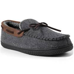 ULTRAIDEAS Hausschuhe Herren Winter Mokassin Plüsch Pantoffeln Memory Schaum rutschfeste Gummisohle Bequeme Slippers mit warmem wollähnlichem Futter für Innen und Außen,Dunkel Braun 45 EU von ULTRAIDEAS