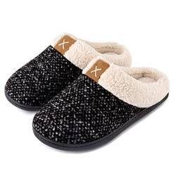 ULTRAIDEAS Ladies’ Cozy Memory Foam Slippers Fuzzy Wool-Like Plush Fleece Lined House Shoes w/Indoor, Outdoor Anti-Skid Rubber Sole-Schwarz Grau-38/39 EU von ULTRAIDEAS