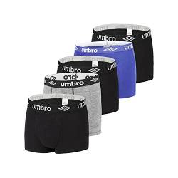 Boxershorts Herren 100% Baumwolle, Unterhosen Männer, Atmungsaktiv (5er Pack), Schwarz/Blau/Grau, XL von UMBRO