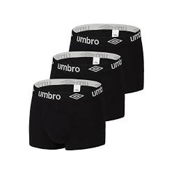 UMBRO Boxershorts Herren 100% Baumwolle, Unterhosen Männer, Langlebig (3er Pack), Schwarz, L von UMBRO