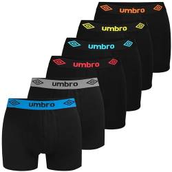 UMBRO Boxershorts Herren 6er Pack XL Baumwoll Passform Atmungsaktiv Unterwäsche Unterhosen Männer Men Retroshorts von UMBRO