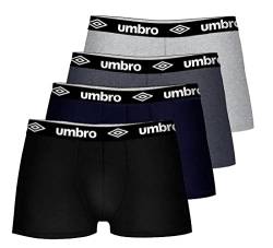 Umbro Herren (4er-Pack) taillierte Boxershorts | Herren Boxershorts Multipack mit elastischem Bund | Baumwollreiche, bequeme atmungsaktive Herrenunterwäsche, dunkel, XXL von UMBRO