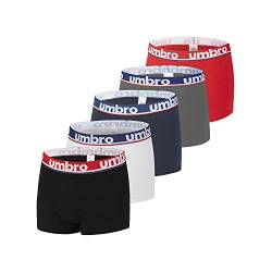 Unterhosen Männer 100% Baumwolle, Boxershorts Herren, Atmungsaktiv (5er Pack), Schwarz/Grau/Blau/Rot/Weiß, M von UMBRO