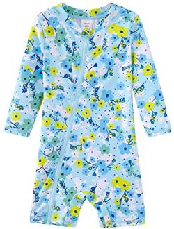 UMELOK Baby Badeanzug Mädchen Einteilige Schwimmanzug UV Schutz 50+ Badebekleidung Blaue-Begonie，18M von UMELOK