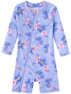 UMELOK Baby Badeanzug Mädchen Einteilige Schwimmanzug UV Schutz 50+ Badebekleidung Lila-rosa Blüten，12M von UMELOK