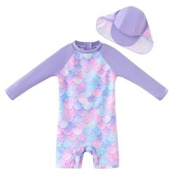 UMELOK Baby Badeanzug UV Schutz Badebekleidung für Mädchen - mit Sonnenhut (Blau,Meerjungfrau, 18-24 Monate/86-92cm von UMELOK
