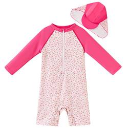 UMELOK Baby Badebekleidung UV Schutz 50+ Einteilige Badeanzug (Rose Blumen,2-3 Jahre/92-98cm) von UMELOK