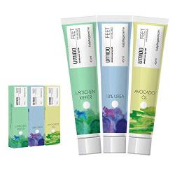 UMIDO 3 Stück Set Fuß-Creme Set 45 ml | 1x Latschenkiefer | 1x mit 10% UREA | 1x Avocadoöl | Fußbalsam | Fußlotion | Pflegecreme | Fußpflegecreme | Creme von UMIDO - dermis care by LLM