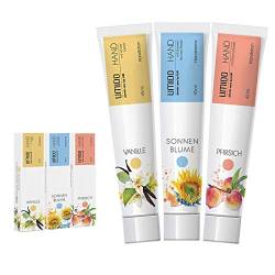 UMIDO 3 Stück Set Hand-Lotion Set 45 ml | 1x Vanille | 1x Sonnenblume | 1x Pfirsich | Handcreme | Pflegecreme | Hand-Pflege | Handcreme Set von UMIDO - dermis care by LLM