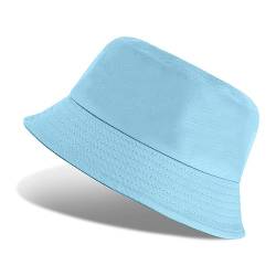 UMIPUBO Fischerhut Bucket Hat Smile Herren Damen Bunt,Sonnenhut Sommerhut Bestickte Fischerhüte,Blumendruck Früchte Druck Mütze,Freizeithut Anglerhut Unisex Hüte (Einfarbig-Blau) von UMIPUBO