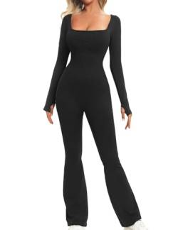 UMIPUBO Jumpsuit Damen Lang Eng Yoga Sport Onesie Bodysuit Langarm Overall Stretch Sportanzug Tights Shape Bodycon Strampler Trainingsanzug von UMIPUBO