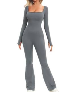 UMIPUBO Jumpsuit Damen Lang Eng Yoga Sport Onesie Bodysuit Langarm Overall Stretch Sportanzug Tights Shape Bodycon Strampler Trainingsanzug von UMIPUBO