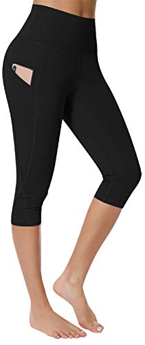 UMIPUBO Sport Leggings Damen High Waist 3/4 Yoga Hosen Push Up Blickdicht Sporthose Running Workout Gym Leggings mit Tasche (Schwarz,XL) von UMIPUBO