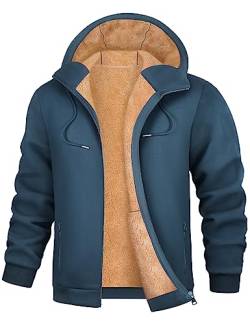 UMIPUBO Sweatjacke Herren Fleecejacke Winter Warm Kapuzenpullover Zipper Hoodie Bequemes und Warmes Casual Sweatshirt mit Kapuze Kapuzenjacke(Blau,XL) von UMIPUBO