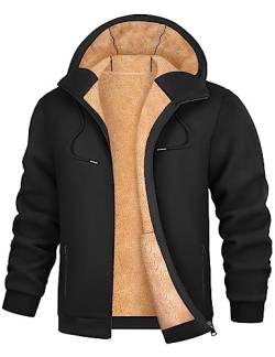 UMIPUBO Sweatjacke Herren Fleecejacke Winter Warm Kapuzenpullover Zipper Hoodie Bequemes und Warmes Casual Sweatshirt mit Kapuze Kapuzenjacke(Schwarz,XXL) von UMIPUBO