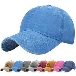 UMIPUBO Washed Baseball Cap Outdoor Retro Cap Unisex Vintage Basecap 6-Panel Sport Mütze Verstellbar Baseballkappe Baseballmütze in 4 Farben (Blau) von UMIPUBO