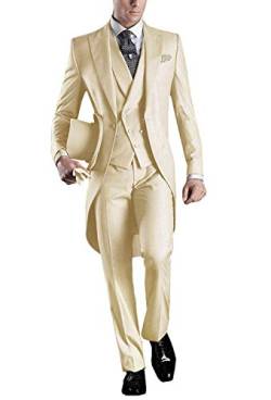 UMISS Herren Frack 3-teiliger Anzug One Button Peak Revers Hochzeitsanzug von UMISS