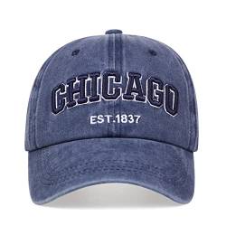 Chicago Hut für Männer und Frauen 3D-Stickerei Vintage City Dad Hüte Baseball Cap, navy, Einheitsgr��e von UMiCHOi