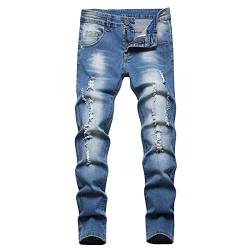 UNOZAVER Jungen Jeans Kinder Zerrissene Stretch Hose Regular Fit (128, Blau2) von UNASOVAR