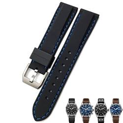 UNCASO 20 mm, 21 mm, 22 mm, Gummi-Silikon-Armband für IWC Pilot Mark 18 Watch, Sportarmband, Schwarz / Blau, 19 mm, Achat von UNCASO