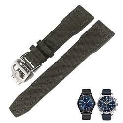 UNCASO 20 mm, 21 mm, 22 mm, Nylonfaser-Lederarmband, passend für IWC IW377729 IW389001 Big Pilot Watch Grün Blau Schwarz Uhrenarmband, 22 mm, Achat von UNCASO