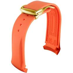 UNCASO Gummi-Uhrenarmband für Omega Seamaster Uhrenarmbänder mit Faltschnalle, 20 mm / 22 mm, gebogenes Ende, Silikon-Armbänder, 20 mm, Achat von UNCASO