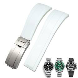 UNCASO Gummi-Uhrenarmband für Rolex Daytona Submariner GMT Yacht-Master Oysterflex Silikon-Armband mit Faltschließe, 20 mm / 21 mm, 21 mm, Achat von UNCASO